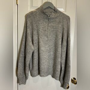 Gray Women’s Sweater with Half-Zip